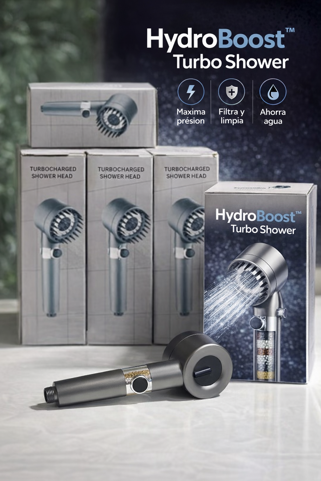 Alcachofa HydroBoost™ Turbo Shower
